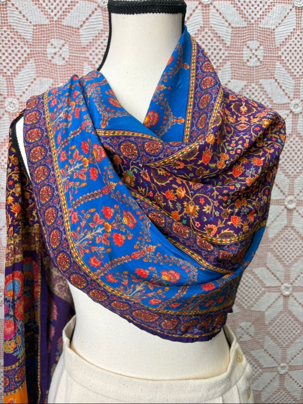 Boho Paisley Shawl Wrap | Blue & Purple